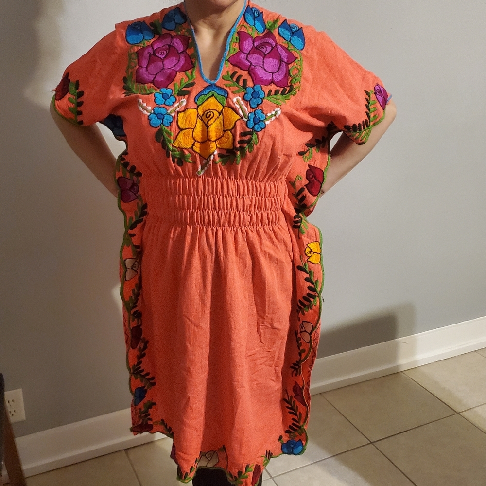 Mexican embroidered butterfly dress